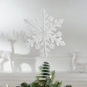 Bethlehem Lights 13" Metallic Snowflake Tree Topper - White h266084 -